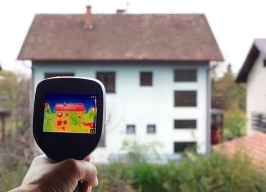 Heat-loss survey being performed on a house example