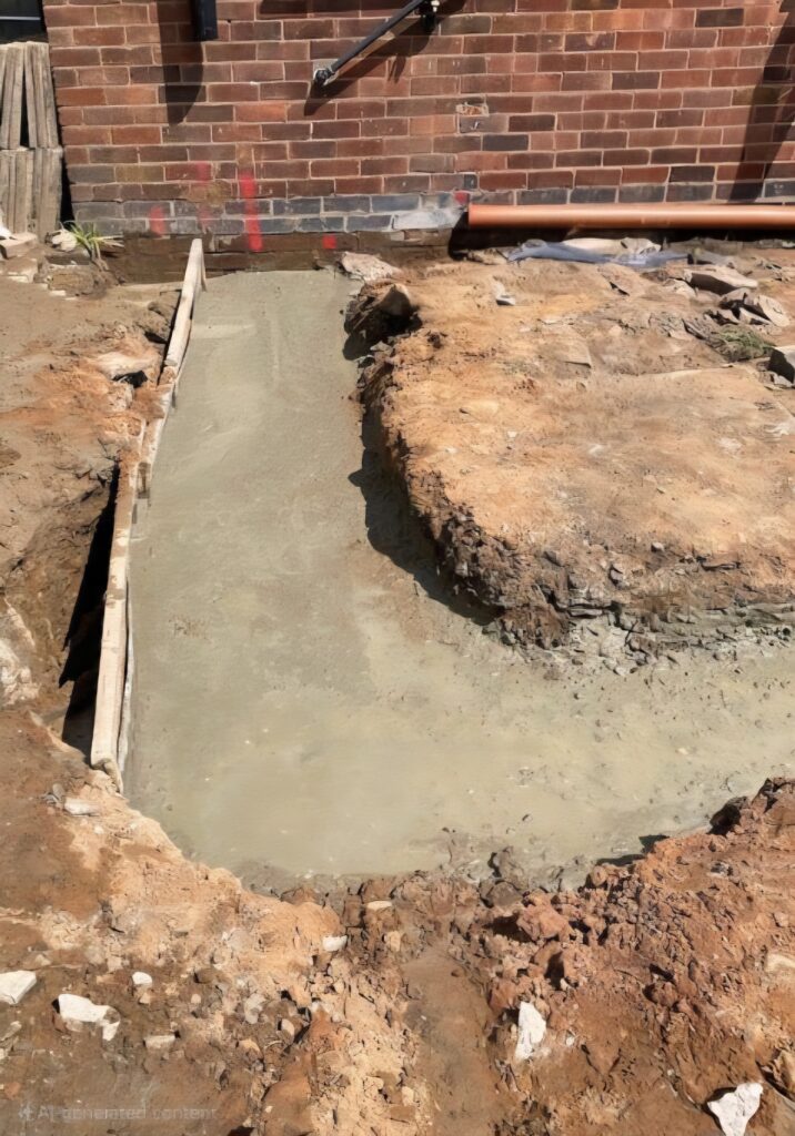 ​Poured concrete foundations and footings for a new home extension project by Renofox Construction in Hinckley.